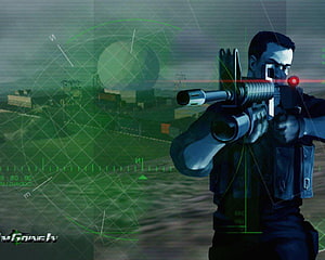Project IGI Tactical Sniper Aiming Through Digital HUD Overlay in Military Field Setting HD wallpaper