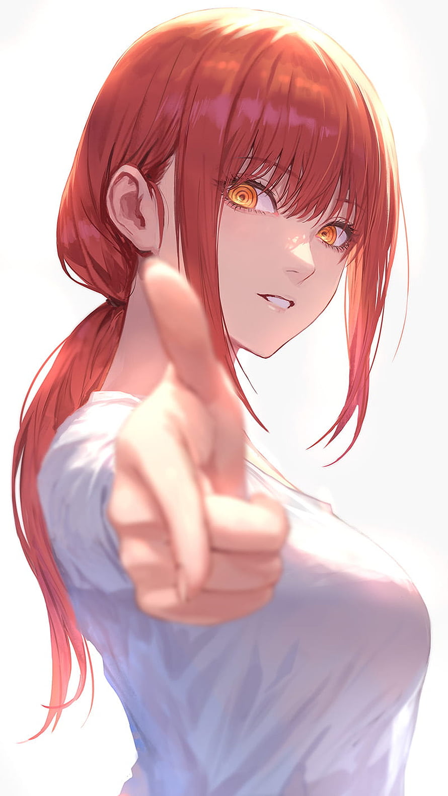 Makima Anime Character Pointing Forward in White Shirt HD phone wallpaper