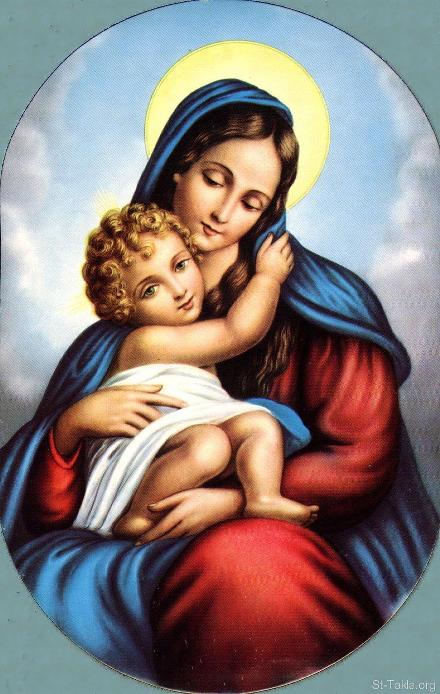 Blessed Virgin Mary and Baby Jesus in Traditional Religious Iconography HD phone wallpaper