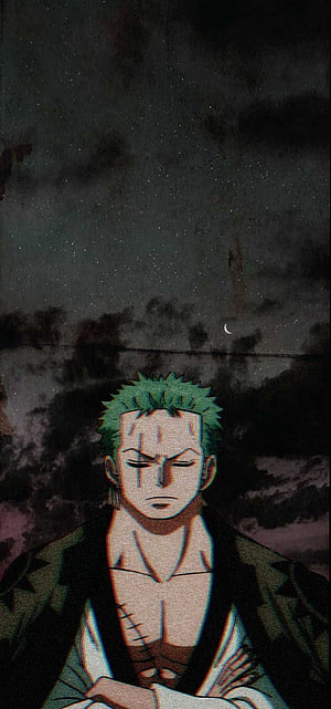 Roronoa Zoro Dark Anime Portrait Under a Starry Night Sky HD phone wallpaper