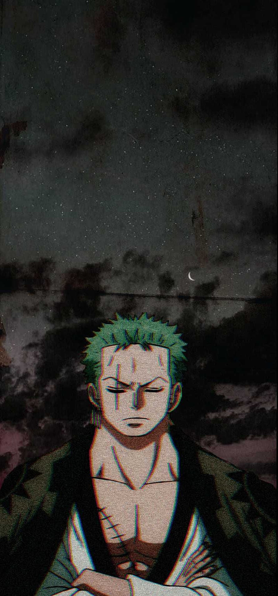 Roronoa Zoro Dark Anime Portrait Under a Starry Night Sky HD phone wallpaper