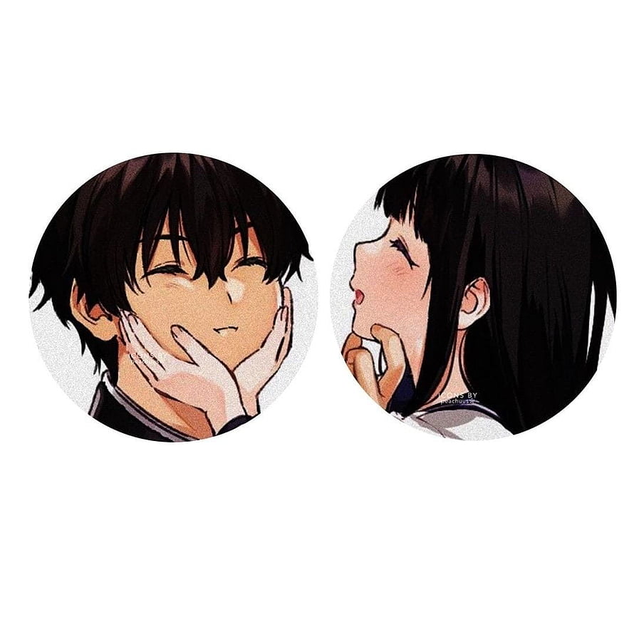 Matching Anime Couple Profile Icons with Soft Illustration Style HD wallpaper