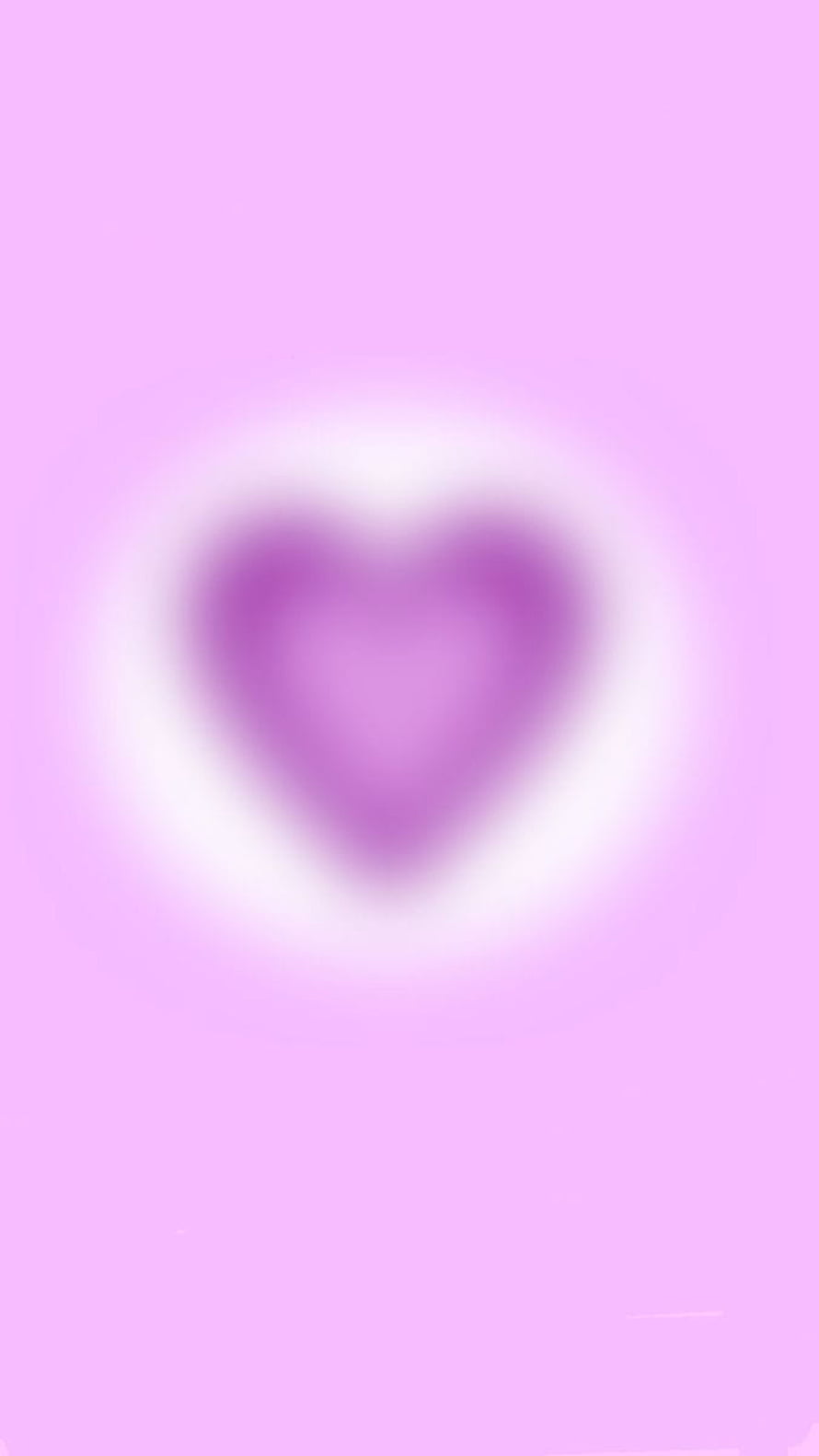Soft Blurred Purple Heart with White Aura Glow on Pastel Pink Background HD phone wallpaper