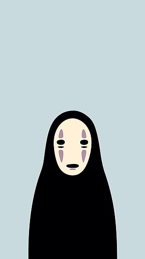 Minimalist No Face Character from Spirited Away on a Soft Blue Background HD phone wallpaper