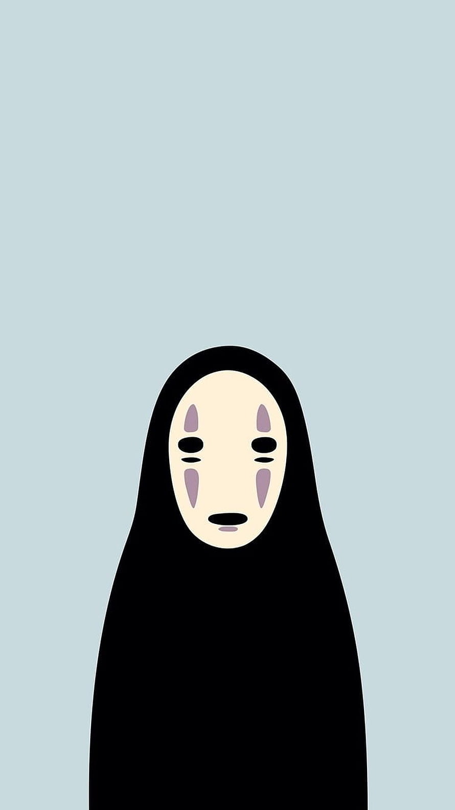Minimalist No Face Character from Spirited Away on a Soft Blue Background HD phone wallpaper