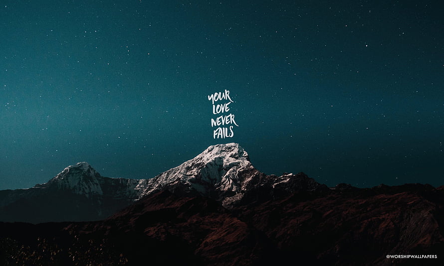 Snow-Capped Mountain Peak Under Starry Night Sky With Inspirational Quote HD wallpaper