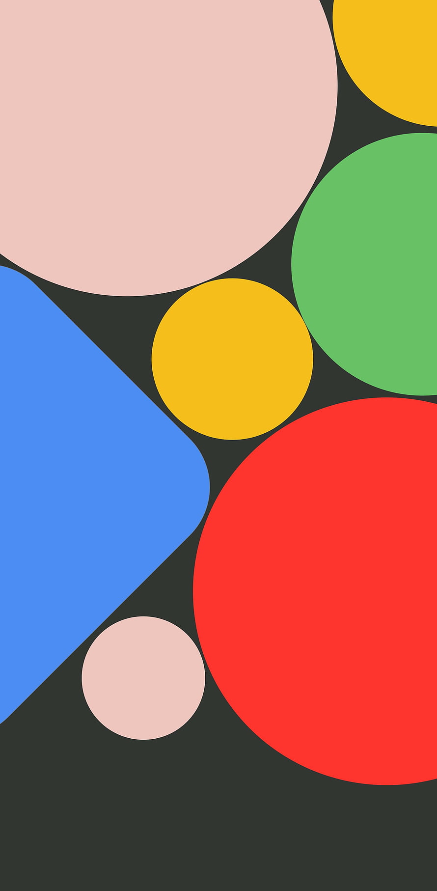 Google Pixel 5 Abstract Geometric Wallpaper with Colorful Circles and Shapes on Dark Background HD phone wallpaper