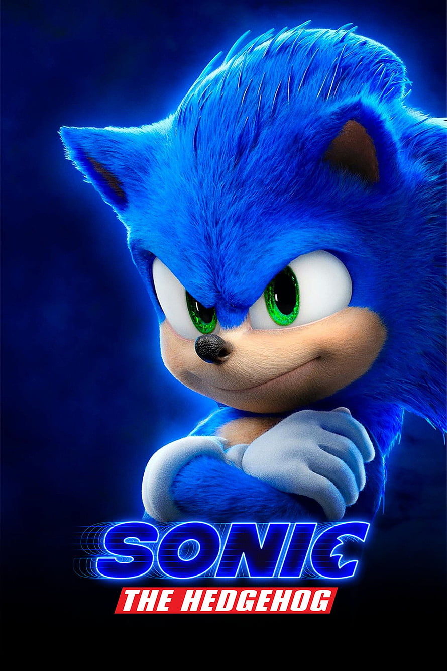 Sonic the Hedgehog Movie Poster Featuring Blue Character with Green Eyes and Crossed Arms HD phone wallpaper