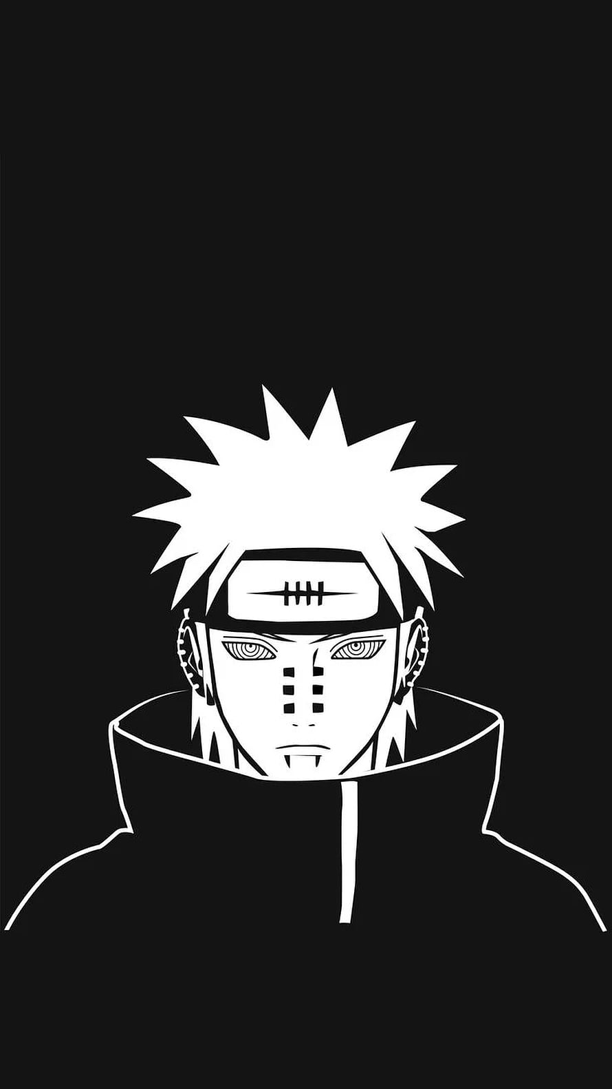 Pain from Naruto in Minimalist Black and White Anime Line Art Portrait HD phone wallpaper