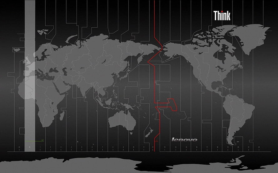 Lenovo ThinkPad World Map with Red Circuit Tracing on Dark Background HD wallpaper