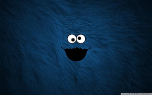 Cookie Monster Face on Blue Furry Background HD wallpaper
