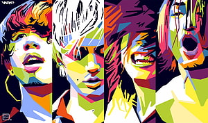 One Ok Rock Pop Art Portrait with Vibrant Geometric Color Blocks HD wallpaper