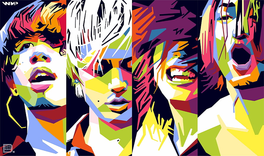 One Ok Rock Pop Art Portrait with Vibrant Geometric Color Blocks HD wallpaper