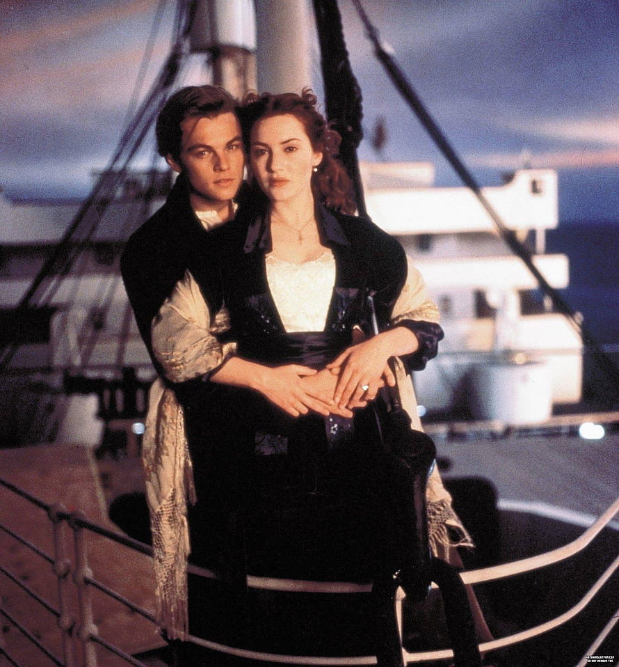 Jack and Rose Embracing on the Titanic Deck at Dusk HD phone wallpaper