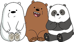 We Bare Bears Trio Sitting Together in Minimalist Cartoon Style HD wallpaper