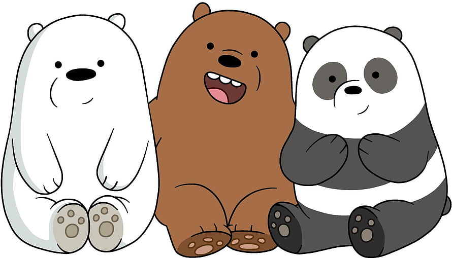 We Bare Bears Trio Sitting Together in Minimalist Cartoon Style HD wallpaper