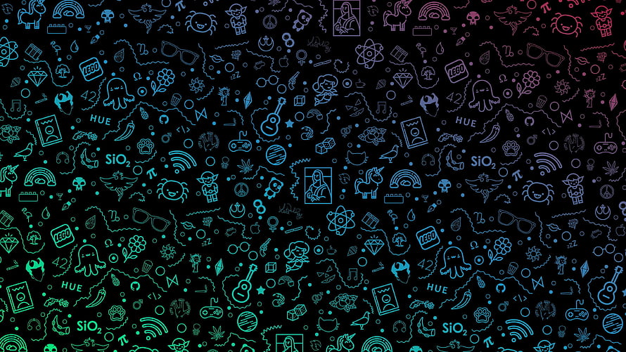 Neon Doodle Pattern Wallpaper with Pop Culture Icons on Black Background HD wallpaper