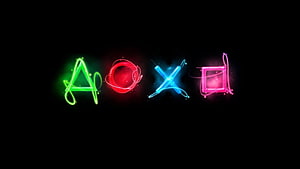 Neon Xbox Controller Symbols on Black Background HD wallpaper
