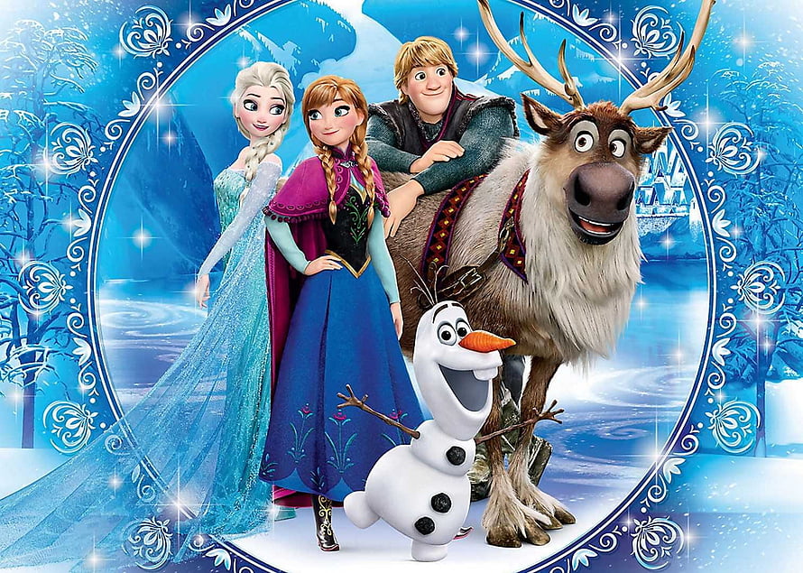 Frozen Movie Characters Elsa Anna Kristoff Olaf and Sven in Winter Wonderland HD wallpaper