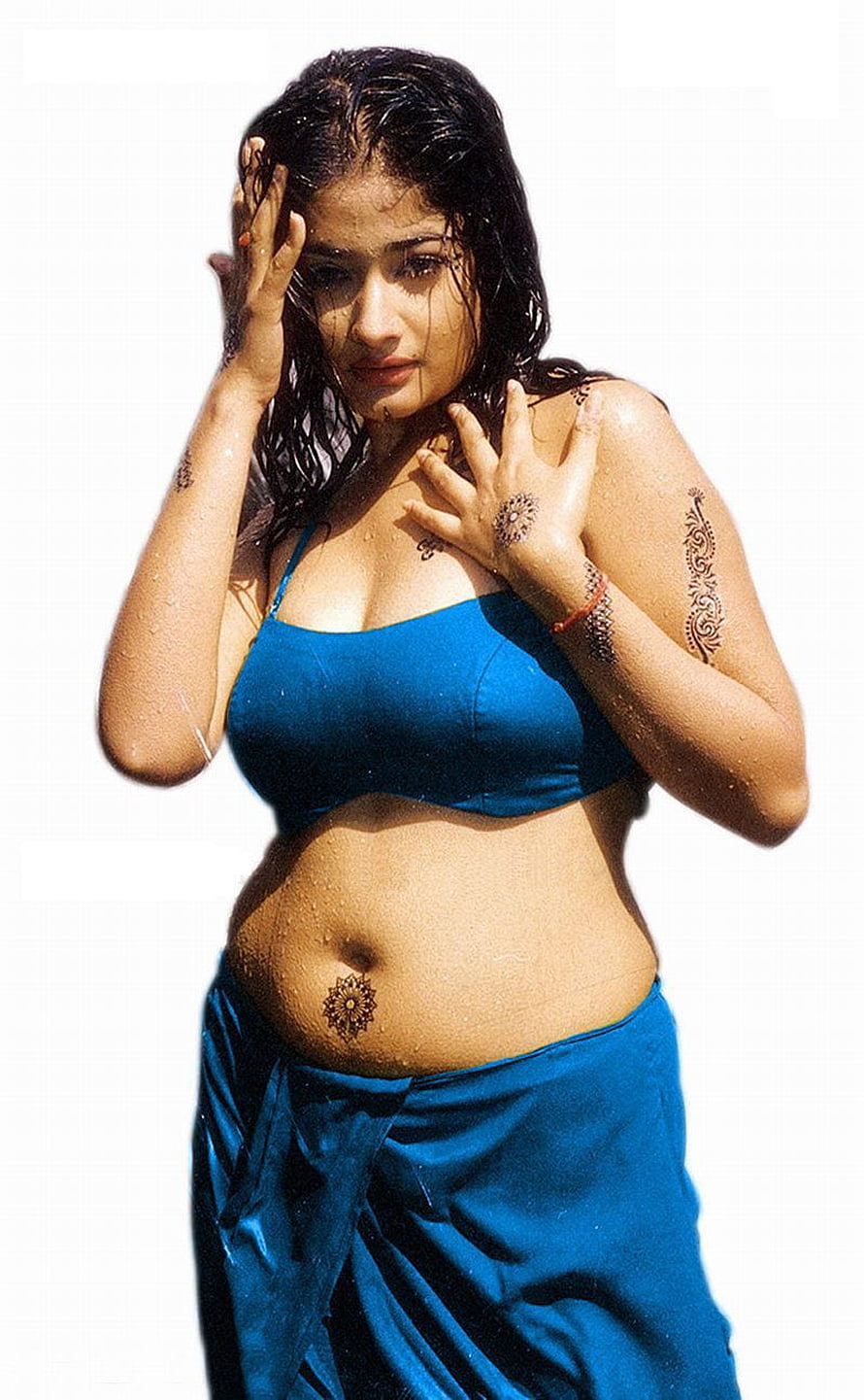Kiran Rathod in Blue Bikini with Henna Tattoos on White Background HD phone wallpaper
