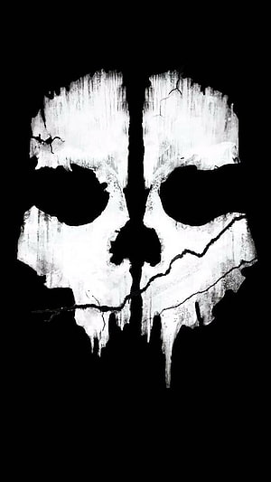 Call of Duty Ghosts Skull Emblem on Black Background HD phone wallpaper