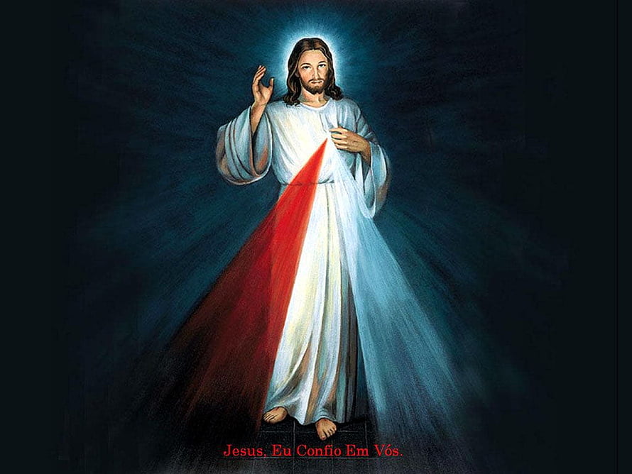 Sacred Painting of Jesus Christ with Radiant Halo and Sacred Heart HD wallpaper
