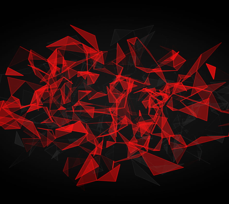 Abstract Red Geometric Polygon Network on Black Background HD wallpaper