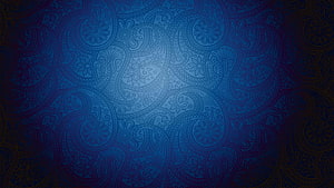 Dark Blue Paisley Pattern with Floral Motifs and Gradient Vignette HD wallpaper