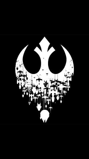 Star Wars Rebel Alliance Symbol Formed by Starfighter Silhouettes on Black Background HD phone wallpaper