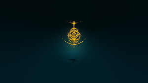 Elden Ring Golden Sigil Emblem on Dark Teal Background HD wallpaper