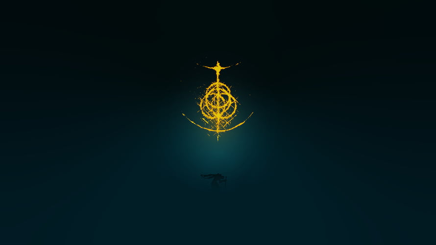 Elden Ring Golden Sigil Emblem on Dark Teal Background HD wallpaper