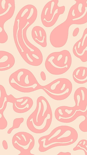 Pastel Pink Smiley Face Pattern on Cream Background HD phone wallpaper
