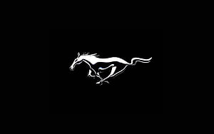 Ford Mustang Running Horse Emblem on Black Background HD wallpaper