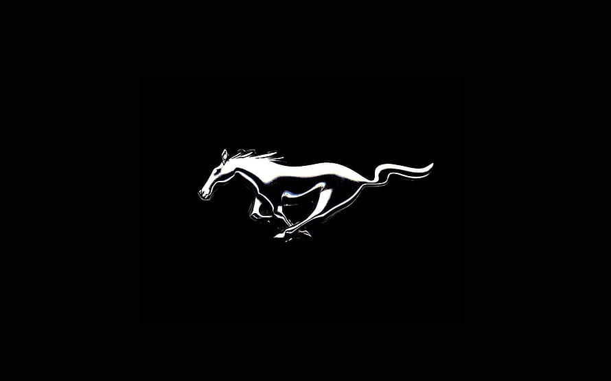 Ford Mustang Running Horse Emblem on Black Background HD wallpaper