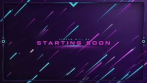 Neon Cyberpunk Stream Starting Soon Screen with Glowing Diagonal Light Trails HD wallpaper
