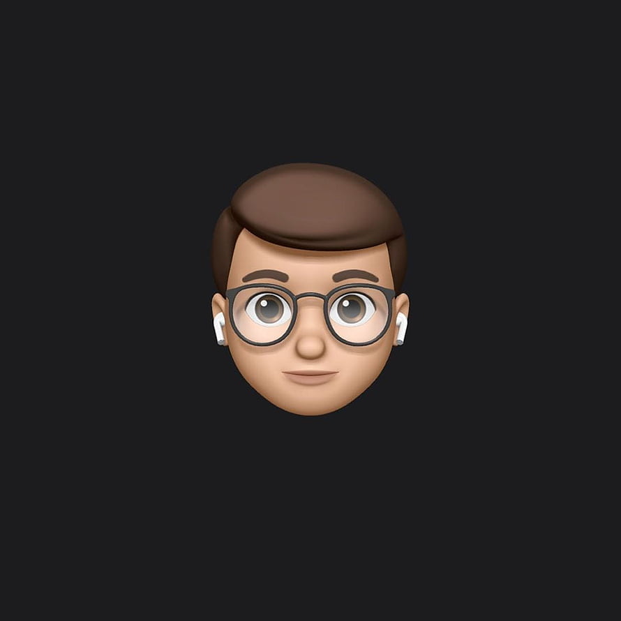 3D Memoji Avatar with Round Glasses and Wireless Earbuds on Dark Background HD phone wallpaper