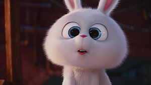 Snowball the White Rabbit from The Secret Life of Pets in a Close-Up Portrait HD wallpaper