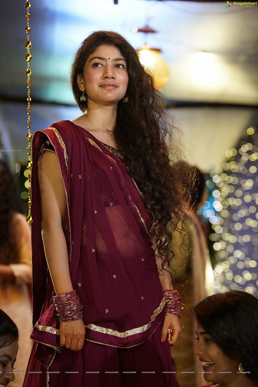 Sai Pallavi in a Maroon Saree with Gold Trim at a Fashion Event HD phone wallpaper