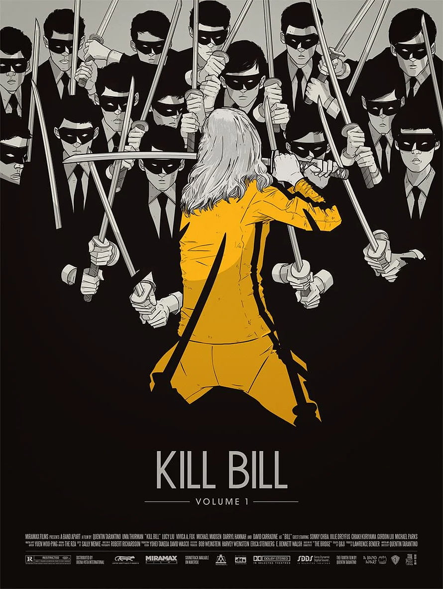 Kill Bill Volume 1 The Bride Fencing the Gogo Yubari Squad in Yellow Suit HD phone wallpaper