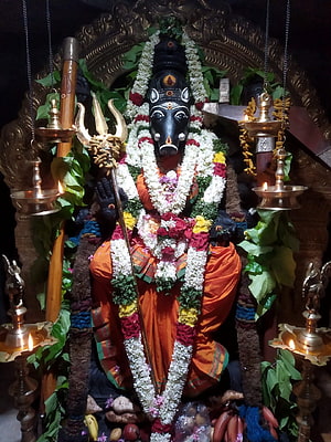 Varahi Amman Temple Idol Adorned With Flower Garlands And Brass Oil Lamps, Varahi Amman Still, #varahi HD phone wallpaper