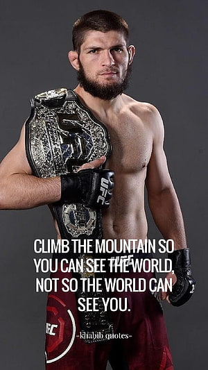 Khabib Nurmagomedov UFC Champion Portrait with Championship Belt HD phone wallpaper