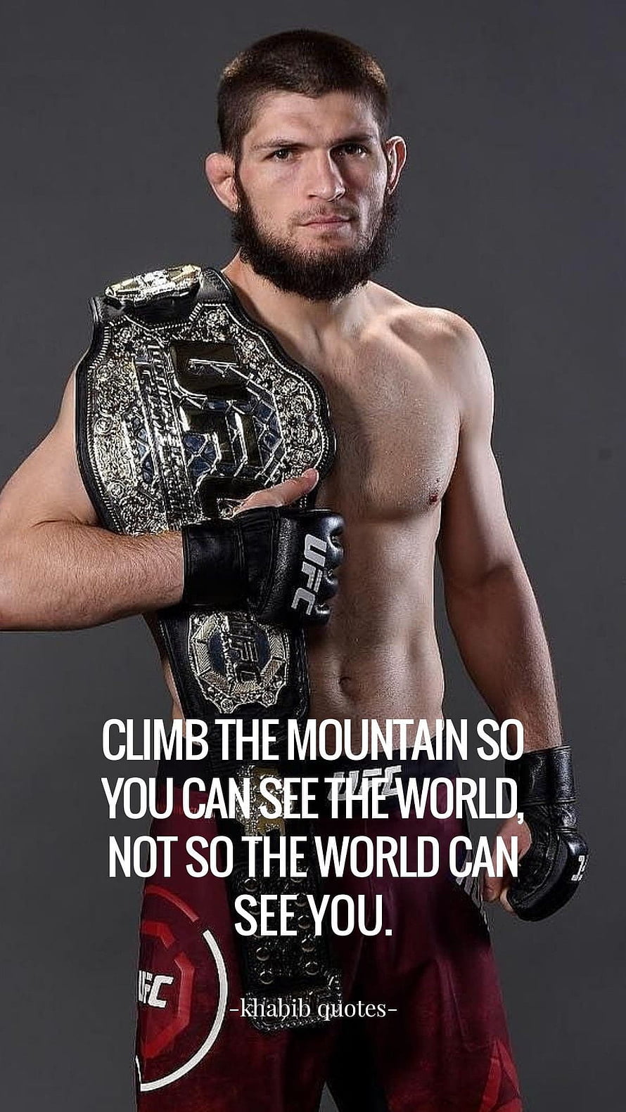 Khabib Nurmagomedov UFC Champion Portrait with Championship Belt HD phone wallpaper