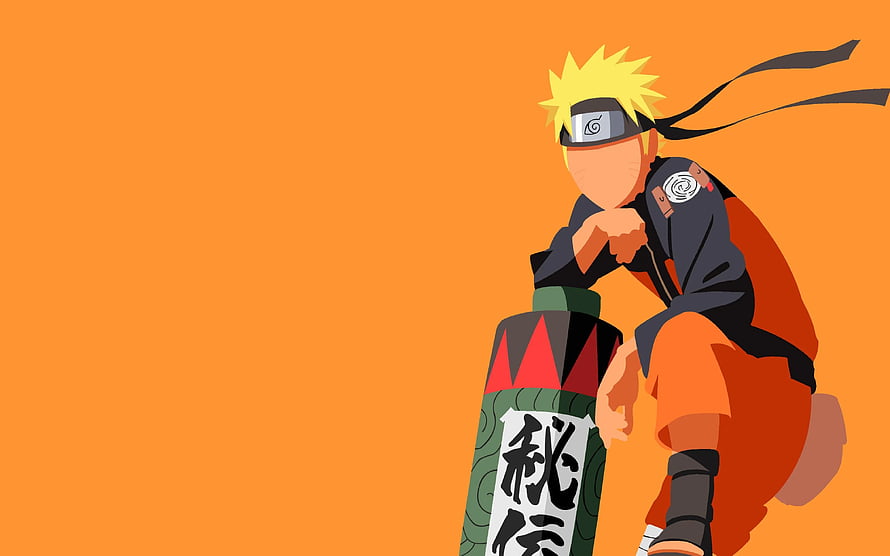 Naruto Uzumaki Minimalist Anime Illustration with Orange Background HD wallpaper