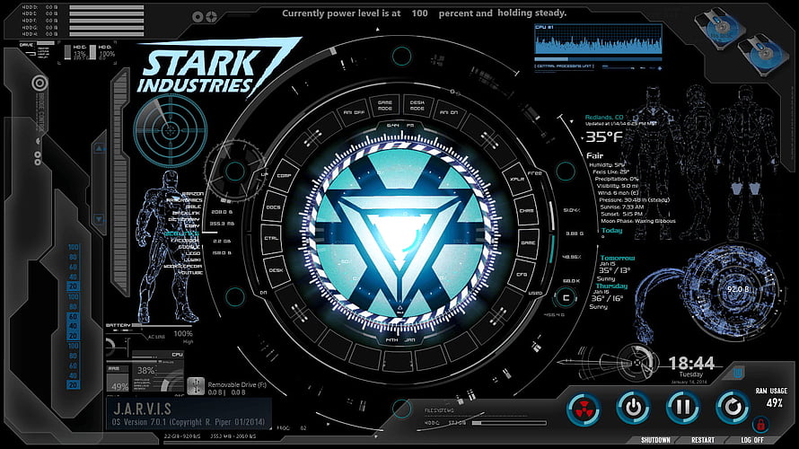Stark Industries J.A.R.V.I.S. Iron Man Futuristic HUD Interface HD wallpaper