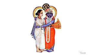 Shree Nathji and Yamunaji Traditional Indian Devotional Painting HD wallpaper