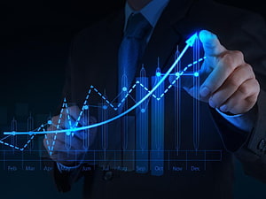 Businessman Analyzing Financial Growth Chart with Rising Arrow and Monthly Data, forex trading, #trading HD wallpaper