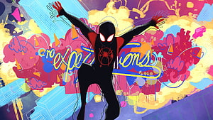 Miles Morales Spider-Man Into the Spider-Verse Animated Poster Artwork HD wallpaper