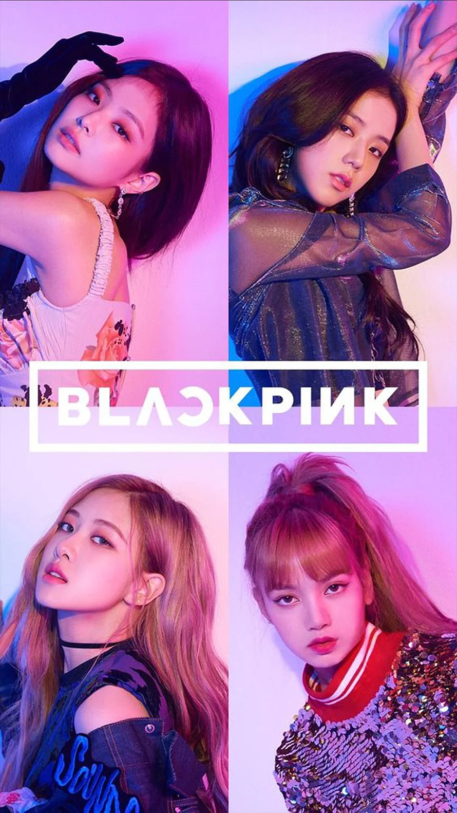 Blackpink K-Pop Group Portrait With Neon Pink And Blue Studio Lighting HD phone wallpaper