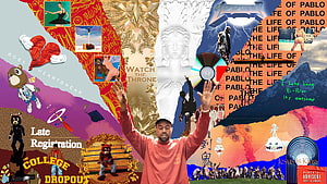 Kanye West Yeezus Collage with Watch the Throne and Late Registration Album Art HD wallpaper