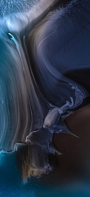 Abstract Fluid Art in Deep Blue and Silver Tones HD phone wallpaper
